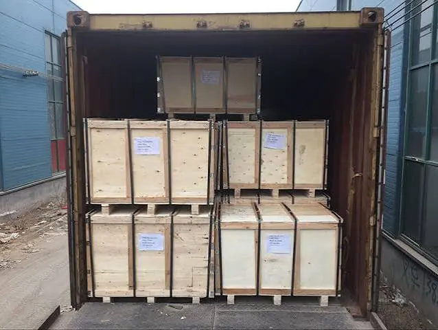 Stainless steel wire mesh cartons loaded for export shipment