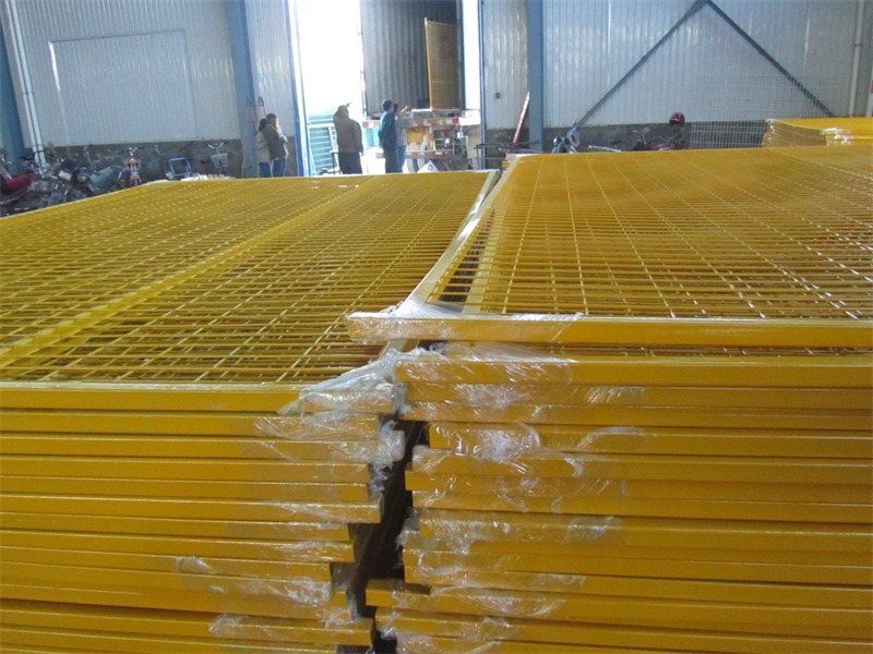 Temporary fence panels stacked and packed