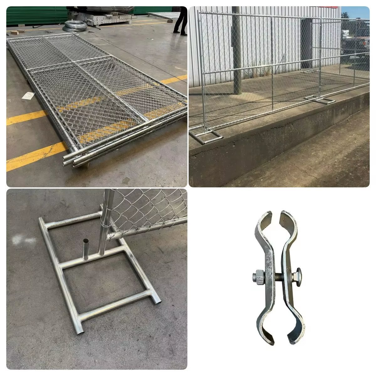 Temporary fence feet and clamp accessories